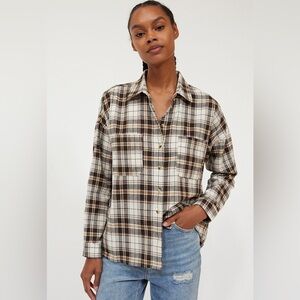 PACSUN LA HEARTS FLANNEL BOYFRIEND button down shirt EUC size women’s XS relaxed
